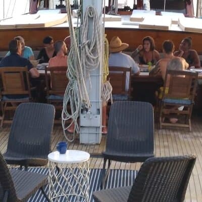 Dining area on the bow