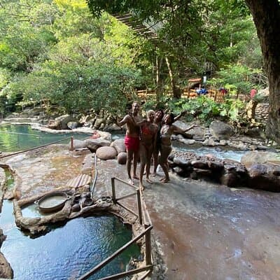 "Relax in the hot springs of Río Negro in Rincón de la Vieja. Enjoy a natural bath surrounded by tropical jungle and rejuvenate with volcanic mud treatments."