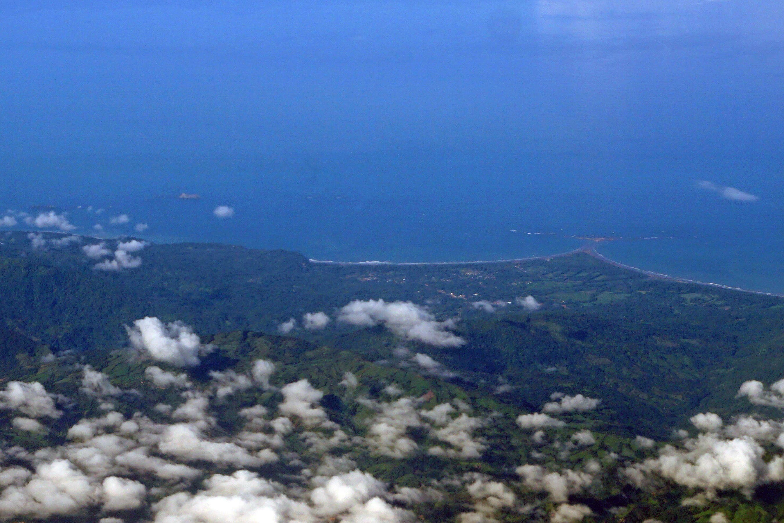 The Whale Tail sandbar at Punta Uvita seen from a plane