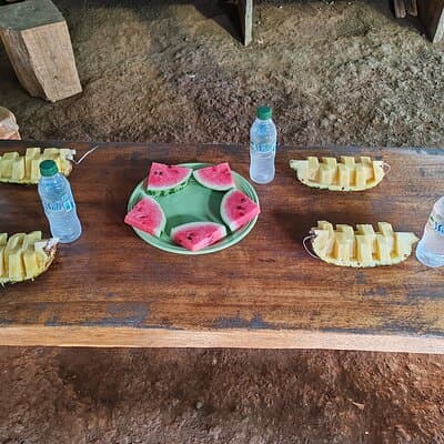 At the end on the parking and restaurant build, we included a bottle of water of each, fruits and towels!